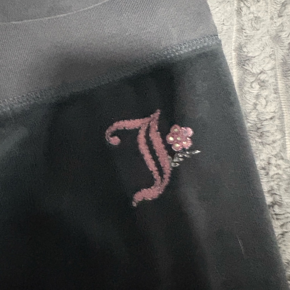 Juicy Couture Black Velour Pants with Silver Accents